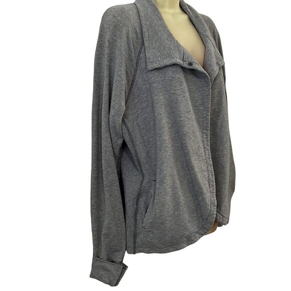 Soma Size Large Gray Heather Knit Jacket Snap Closure Long Sleeves Pockets - Picture 3 of 9